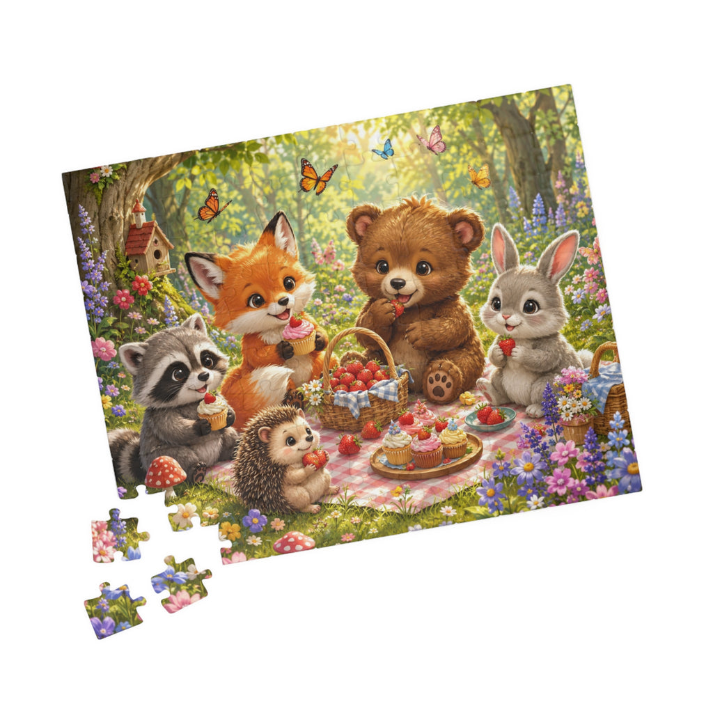 Woodland Friends Picnic Jigsaw Puzzle — Cute Animal 110/520 Piece Puzzle